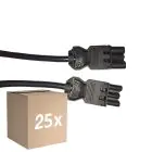 Fordelspakning 25x Noxion GST - Kompatibel Forlengelseskabel Svart - Male + Female - 2m - 3 pole 1,5mm2