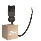 Fordelspakning 25x Noxion GST - Kompatibel Strømforsyningskabel Svart - Male + Åpne ender - 0,3m - 2 pole 0,75mm2