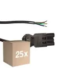 Fordelspakning 25x Noxion GST - Kompatibel Strømforsyningskabel Svart - Male + Åpne ender - 3m - 3 pole 0,75mm2