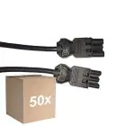 Fordelspakning 50x Noxion GST - Kompatibel Forlengelseskabel Svart - Male + Female - 2m - 3 pole 1,5mm2