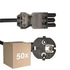 Fordelspakning 50x Noxion GST - Kompatibel Strømforsyningskabel Svart - Female + Schuko Europlug - 2m - 3 pole 0.75mm2