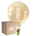 Fordelspakning 6x Calex XXL Mega Gull Globe LED E27 G200 Filament 3W 250lm- 822 Ekstra Varm Hvit | Dimbar