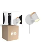 Fordelspakning 6x D'Lite Veggbelysning Beitem Matt Hvit FSC Tre | Egnet Til 1x GU10