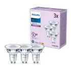Fordelspakning 3x Philips LED Spot GU10 PAR16 5W 390lm 36D - 840 Kald Hvit