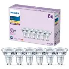 Fordelspakning 6x Philips LED Spot GU10 PAR16 5W 355lm 36D - 827 Ekstra Varm Hvit