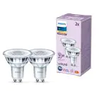 Fordelspakning 2x Philips LED Spot GU10 PAR16 4W 255lm 36D - 827 Ekstra Varm Hvit