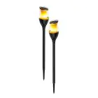 Dobbeltpakke 2x Interlight Pigg Lys Solar Hage Torch Svart 1W 40lm - 816 Ekstra Varm Hvit | incl. Batteri
