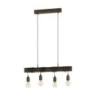 Eglo Pendel Lampe Townshend 4 Stål Brun | IP20 - Egnet for 4x E27 